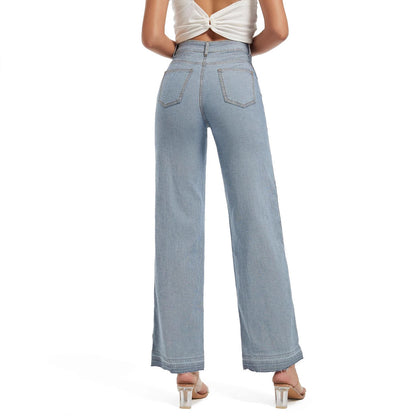 Damen Weit geschnittene Jeans im kontrastierenden Denim-Design Stalluxe