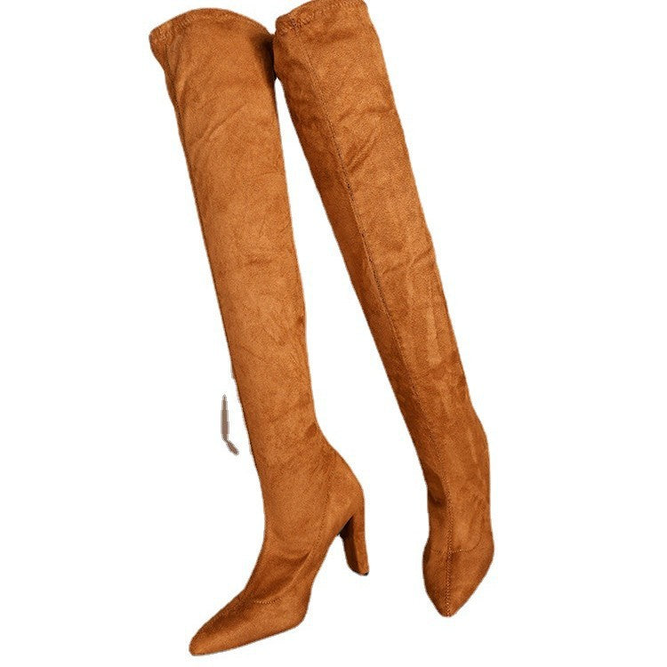 Damen hohe Stiefel mit Absatz und elastischen Einsätzen Stalluxe