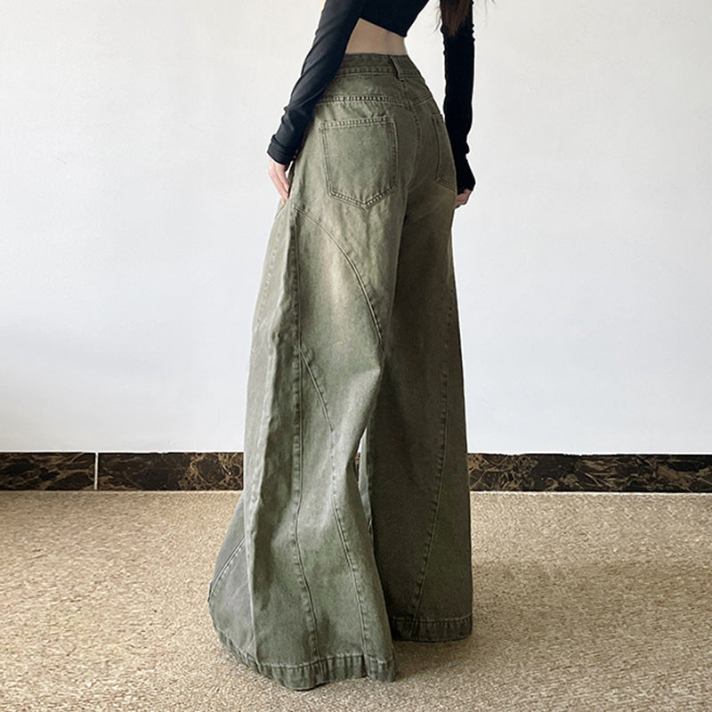 Damen Weite Jeans mit hohem Bund und einzigartiger Nahtführung Stalluxe