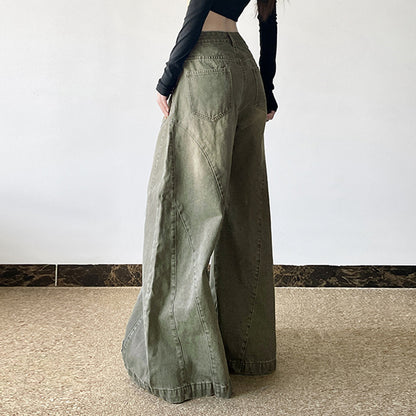Damen Weite Jeans mit hohem Bund und einzigartiger Nahtführung Stalluxe