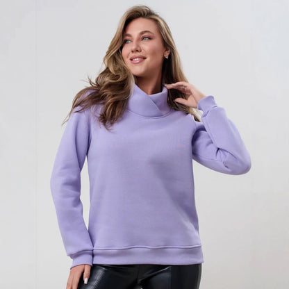 Damen lässiger Pullover mit modernem Stehkragen und hochwertiger Baumwolle Stalluxe Lila