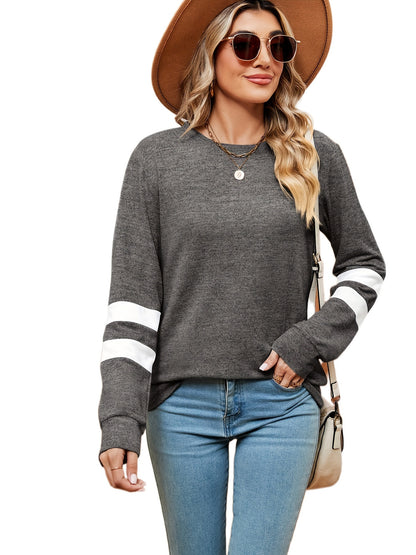 Damen sportliches Sweatshirt mit dekorativen Streifendetails Stalluxe Dunkelgrau