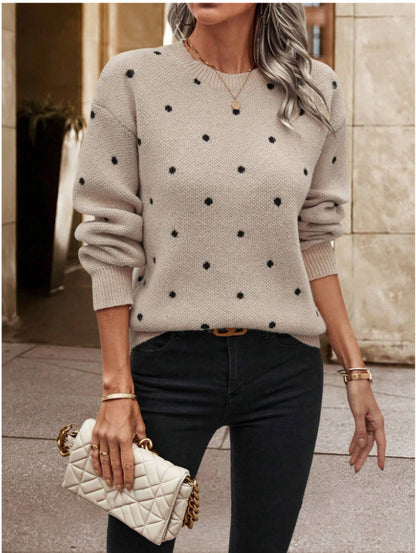 Damen kuscheliger Strickpullover mit trendigem Punktmuster Stalluxe