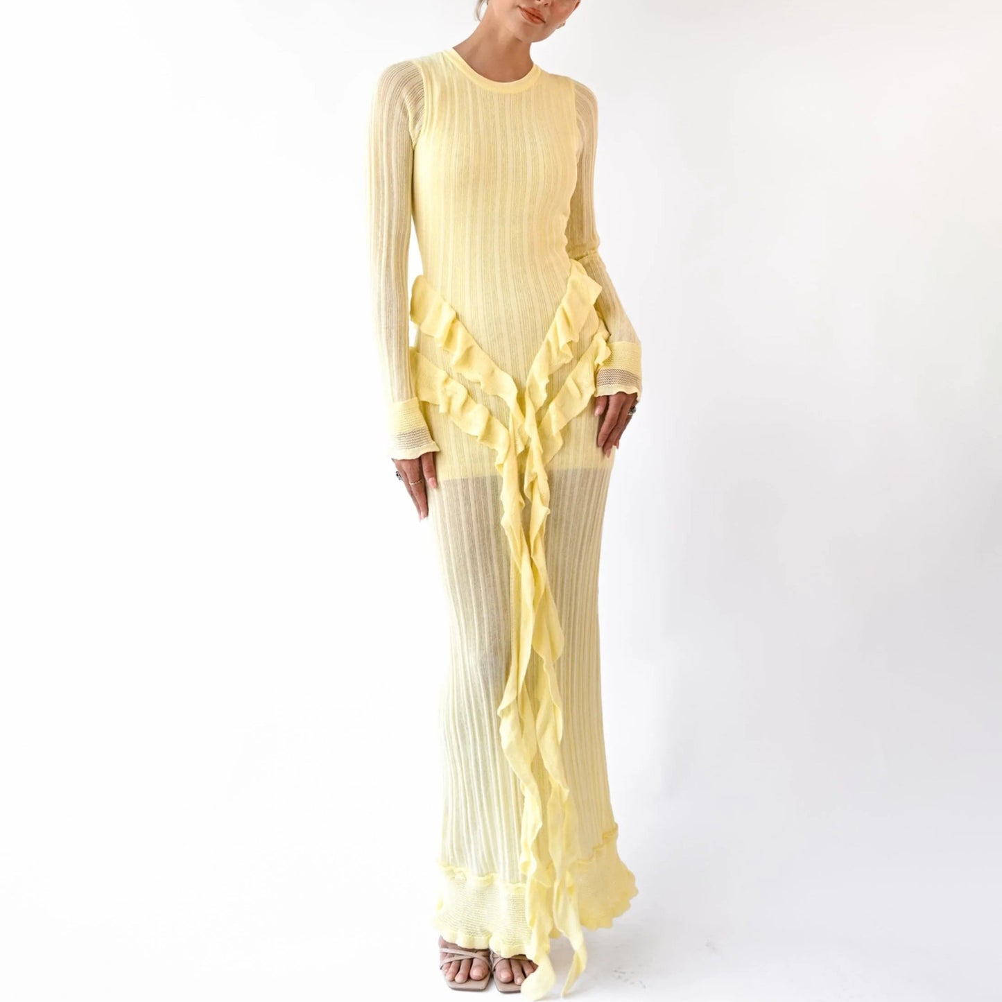 Damen Maxikleid mit raffinierten Rüschendetails und elegantem Schnitt Stalluxe