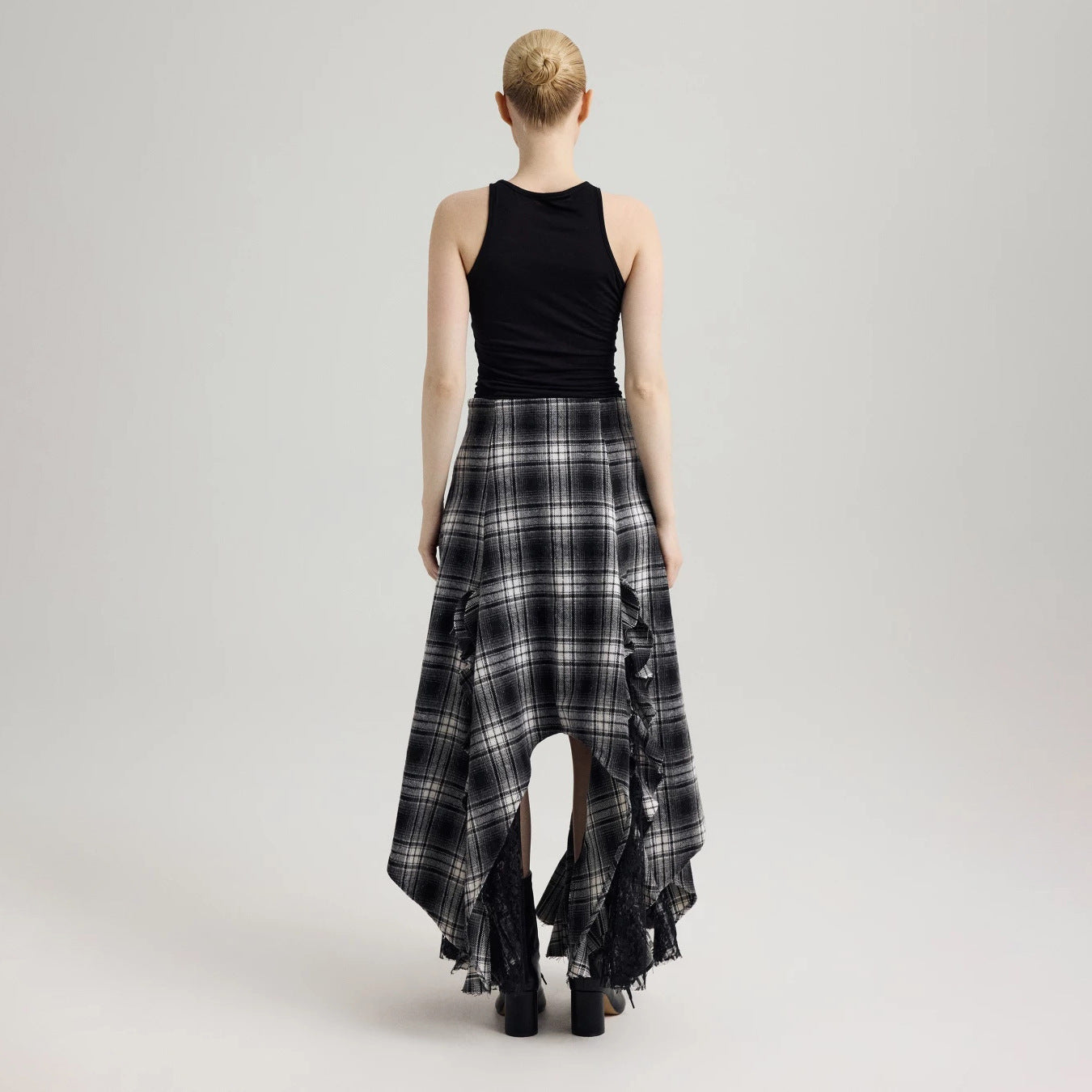 Damen Maxirock mit asymmetrischem Saum und Rüschendetails Stalluxe