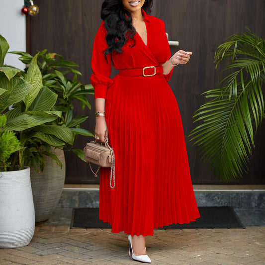 Damen Plissiertes Kleid mit Gürtel Stalluxe