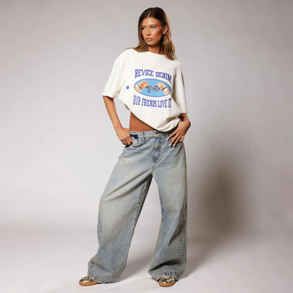 Damen Oversized Jeans mit hohem Bund und lässigem Schnitt Stalluxe