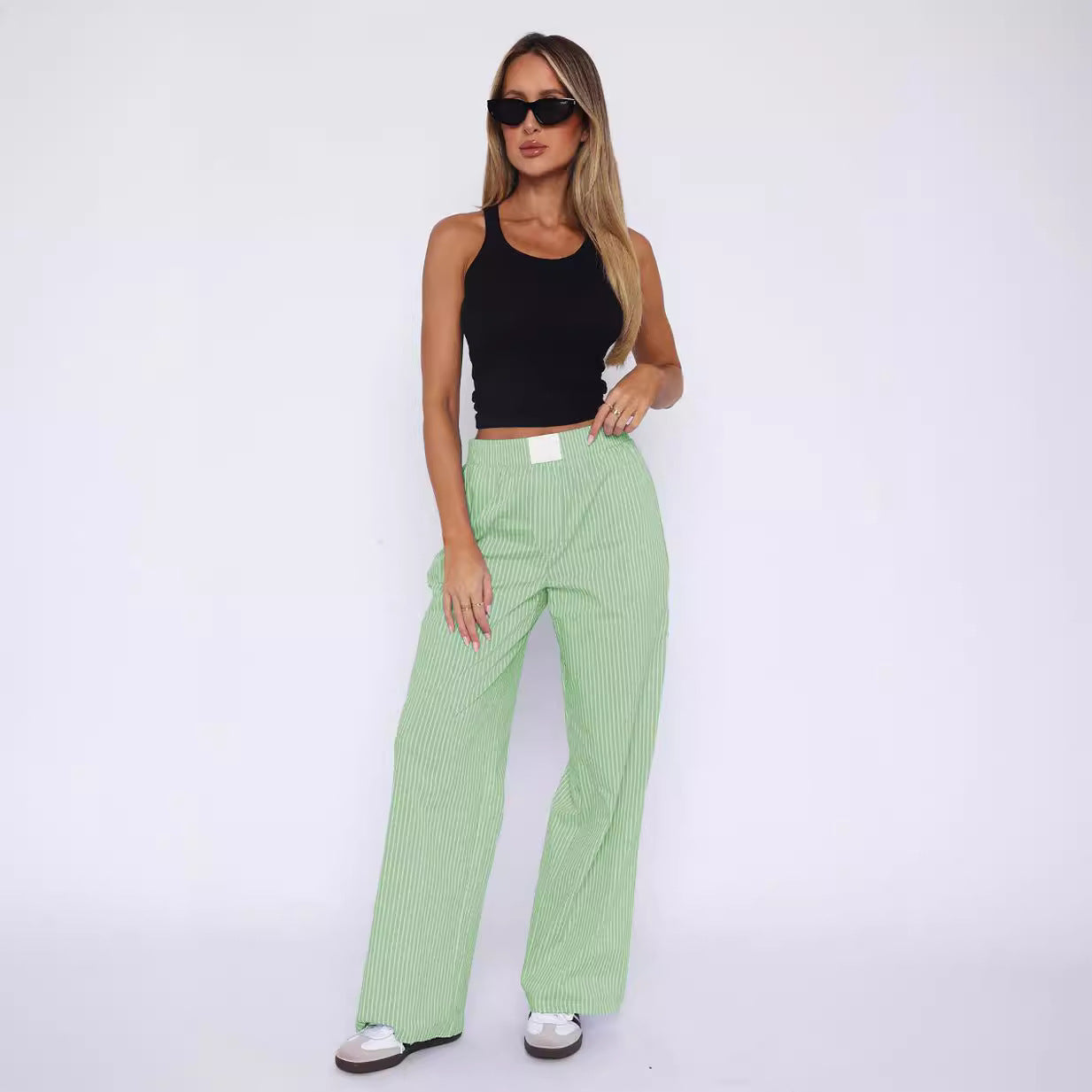 Damen Weite Stoffhose mit eleganten Streifen Stalluxe