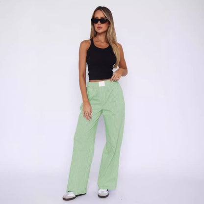 Damen Weite Stoffhose mit eleganten Streifen Stalluxe