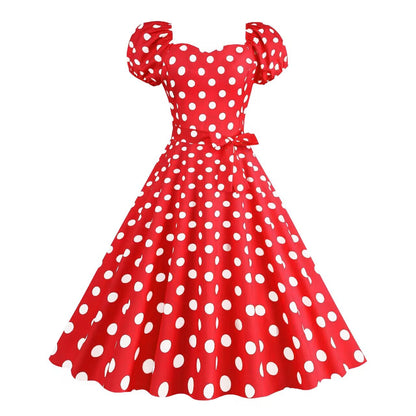 Damen Freizeitkleid mit Puffärmeln und verspieltem Polka-Dots Muster Stalluxe