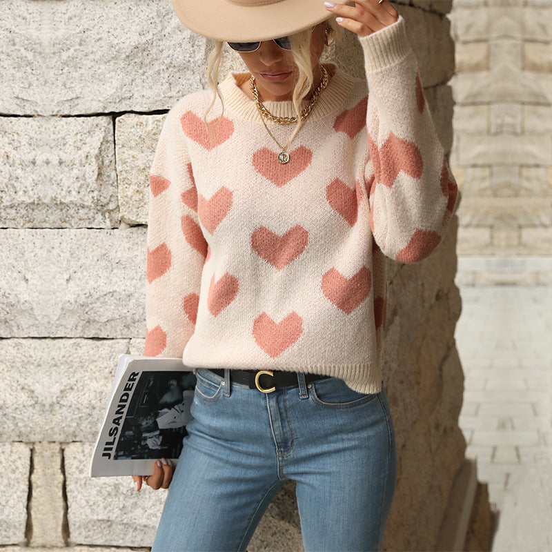 Damen Kuscheliger Strickpullover mit Herzmotiv Stalluxe