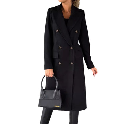 Damen eleganter doppelter Knopf-Mantel mit tailliertem Schnitt Stalluxe