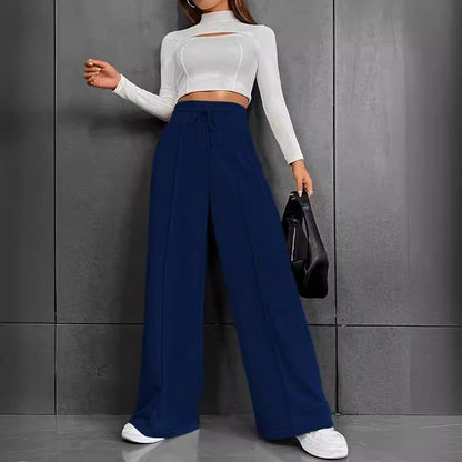 Damen Weit geschnittene Freizeithose mit elastischem Bund und praktischen Taschen Stalluxe