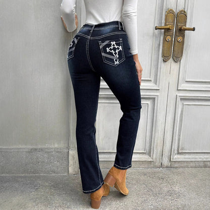Damen Hochtaillierte Denim-Jeans mit formendem Schnitt und praktischen Taschen Stalluxe