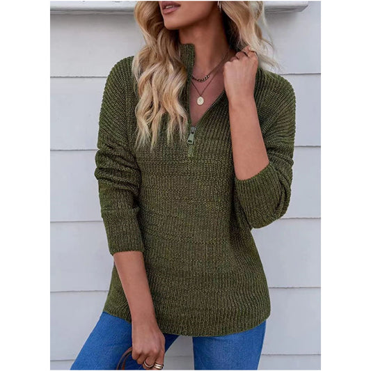 Damen Strickpullover mit kurzem Reißverschluss Stalluxe
