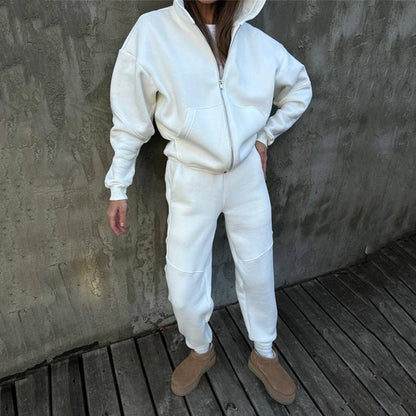 Damen sportlicher Fleece-Jumpsuit mit hohem Kragen und durchgehendem Reißverschluss Stalluxe