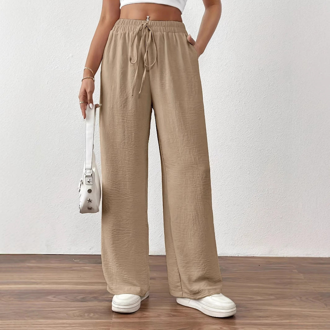 Damen weite Palazzo-Hose mit elastischem Bund und taillierbarem Kordelzug Stalluxe