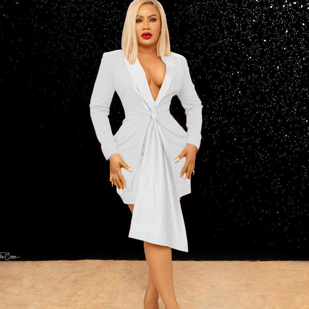 Damen Blazer mit asymmetrischem Saum und elegantem Revers Stalluxe
