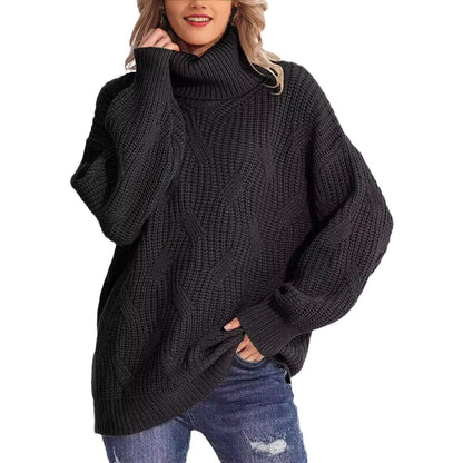 Damen Weicher Strickpullover mit hohem Kragen und Kabelmuster Stalluxe