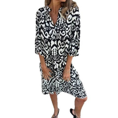 Damen lässiges Strandkleid mit lockerer Passform und schickem Druck Stalluxe