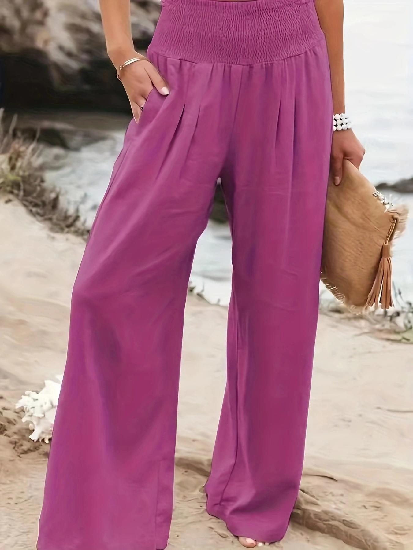 Damen weite Sommerhose mit elastischem Taillenbund und bequemen Taschen Stalluxe