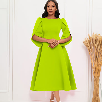 Damen A-Linien Kleid mit eleganten Puffärmeln Stalluxe