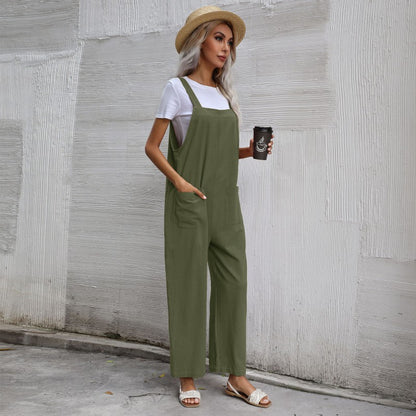 Damen Lässiger Jumpsuit mit praktischen Taschen und verstellbaren Trägern Stalluxe