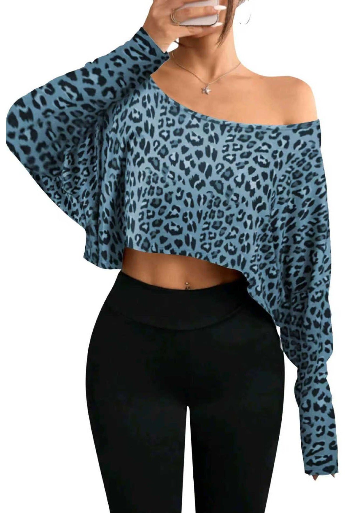 Damen Cropped Sweater mit lässigem Leopardenmuster Stalluxe
