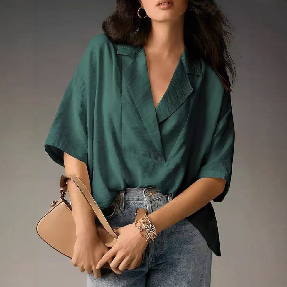 Damen lässige Seidenbluse mit schickem Schnitt Stalluxe
