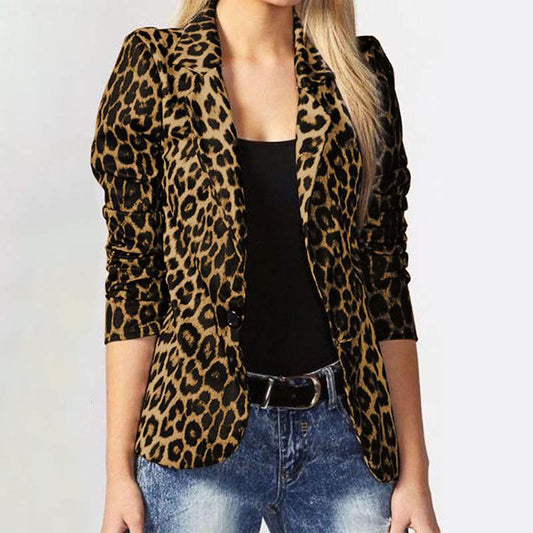 Damen Modischer Blazer im Leopardenmuster mit eleganten Details Stalluxe