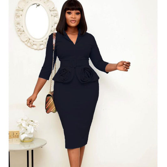 Damen Elegantes Kleid mit figurbetonter Silhouette und raffiniertem Taillenband Stalluxe