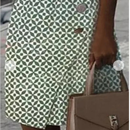 Damen Etuikleid mit geometrischem Muster und Knopfdetails Stalluxe