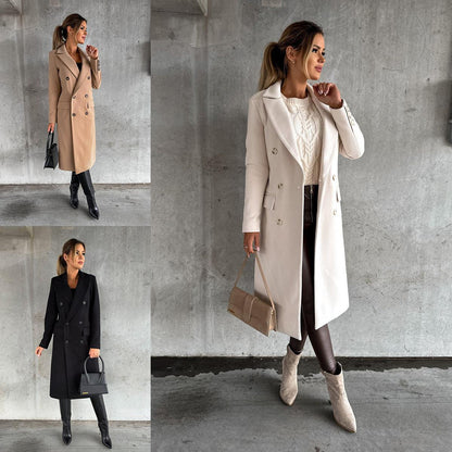 Damen Eleganter Doppelreiher-Mantel mit Tailored Fit und schickem Revers Stalluxe