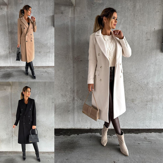 Damen Eleganter Doppelreiher-Mantel mit Tailored Fit und schickem Revers Stalluxe