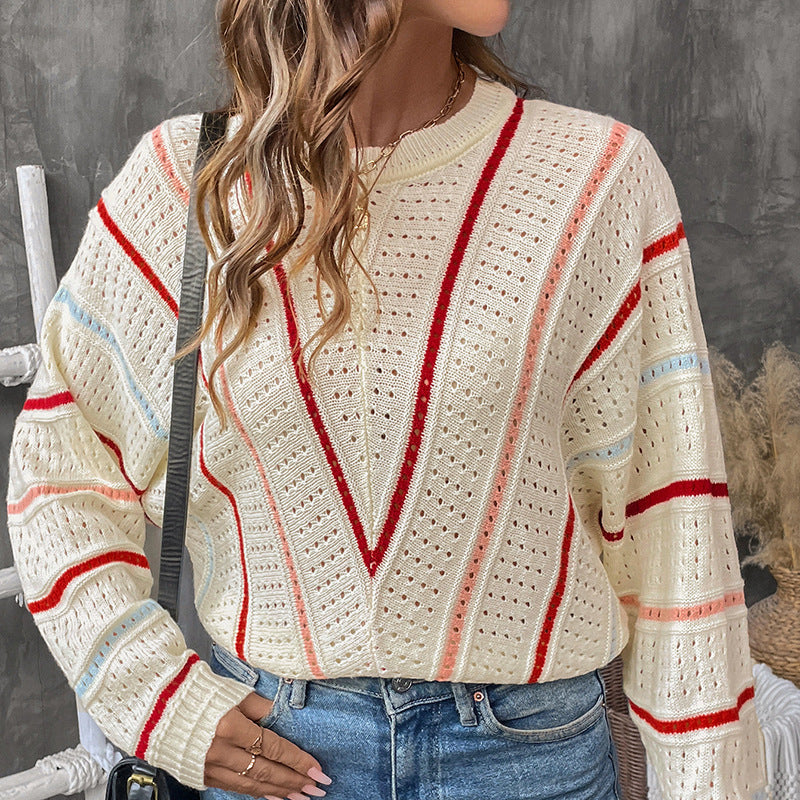 Damen Modischer Strickpullover mit auffälligem Ajourmuster Stalluxe