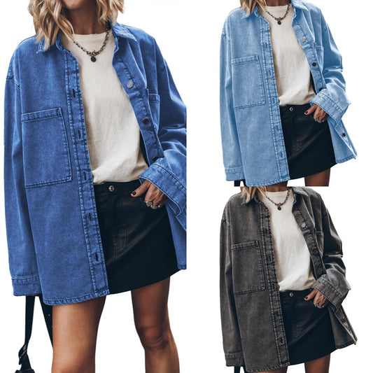 Damen Oversized Denimjacke mit moderner Waschung und praktischen Taschen Stalluxe