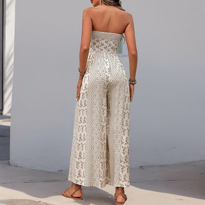 Damen Jumpsuit mit Bandeau-Oberteil und weiten Beinen Stalluxe