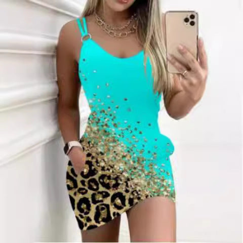 Damen Figurbetontes Kleid mit Glitzer-Details und animalischem Muster Stalluxe