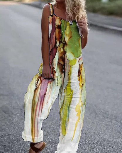 Women's Artistic Floral Print Jumpsuit Stalluxe