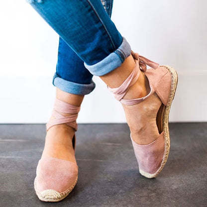 Damen Elegante und lässige Espadrilles mit bindbaren Riemen Stalluxe