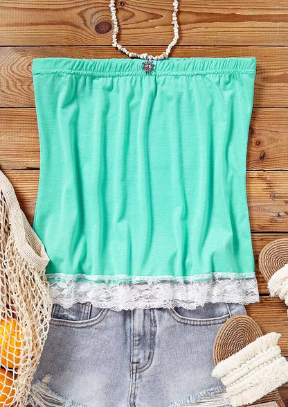 Damen Offshoulder Top mit Spitzenbesatz Stalluxe