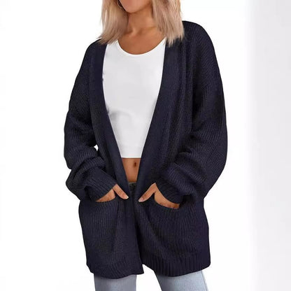 Damen Lässiger Strickcardigan mit oversized Schnitt und praktischen Taschen Stalluxe