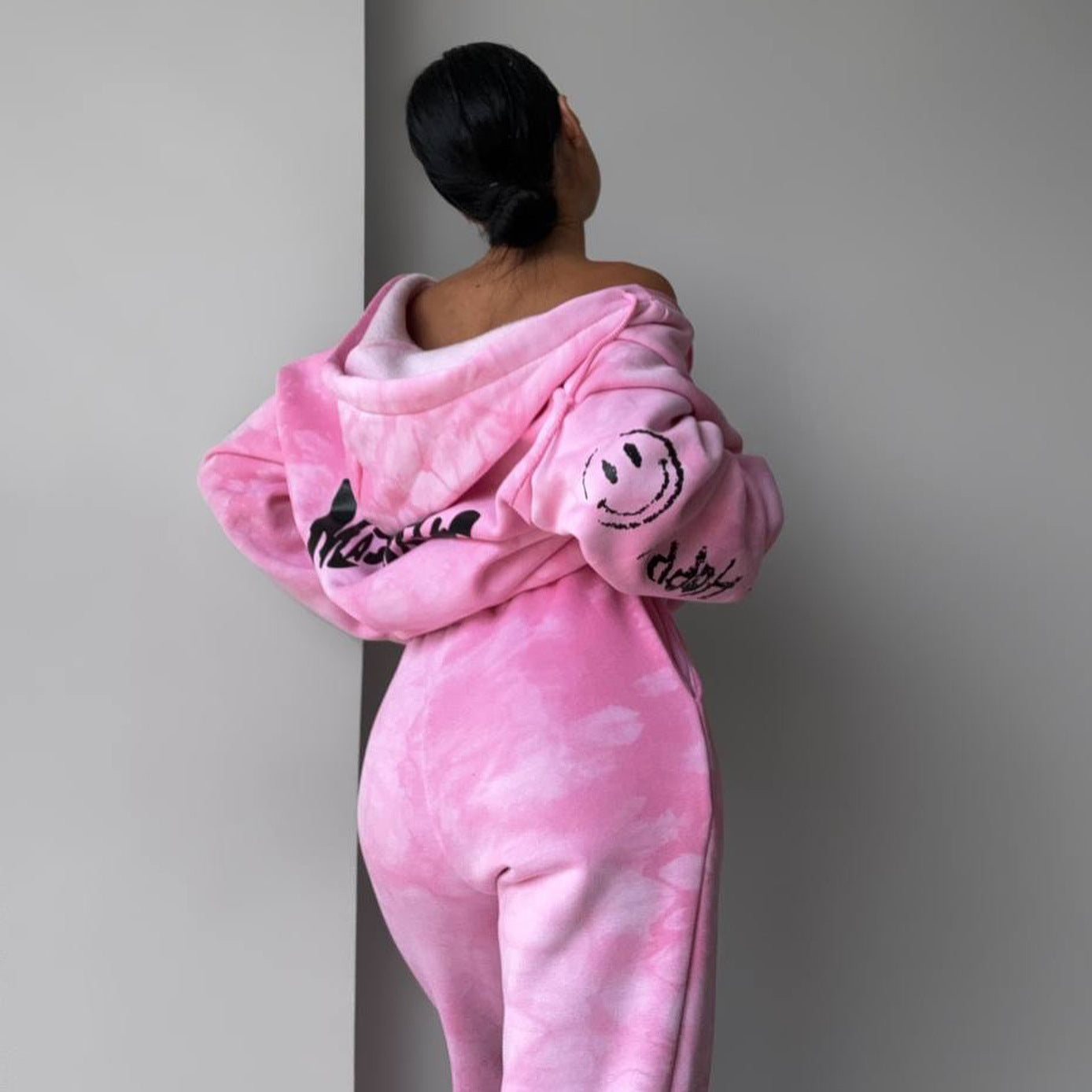 Damen Kapuzenanzug mit sportlichen Akzenten und lässigem Schnitt Stalluxe Rosa