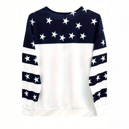Damen Lässiges Sweatshirt mit Sternen-Design und Flaggenmotiv Stalluxe