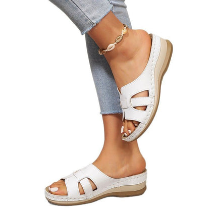 Damen bequeme Schlippersandalen mit anatomischer Fußbettung und verstellbaren Riemen Stalluxe