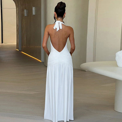 Damen Abendkleid mit tiefem V-Ausschnitt und seitlichem Schlitz Stalluxe