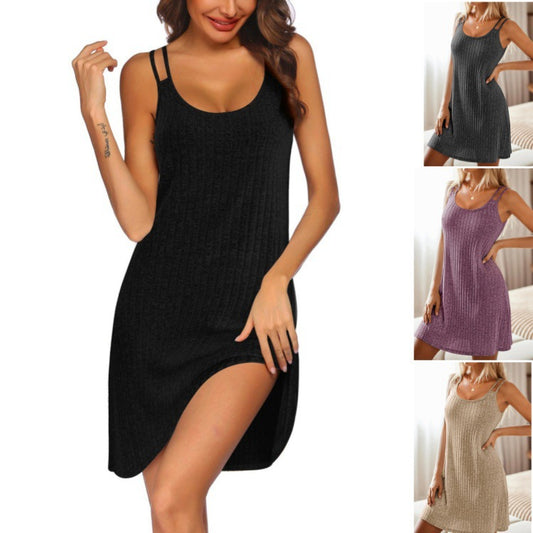 Damen Maxikleid mit schmalen Trägern und seitlichem Schlitz Stalluxe