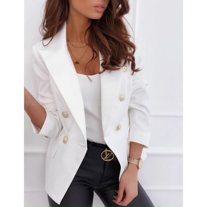Damen Eleganter Doppelreiher Blazer im modernen Design mit goldenen Knöpfen Stalluxe