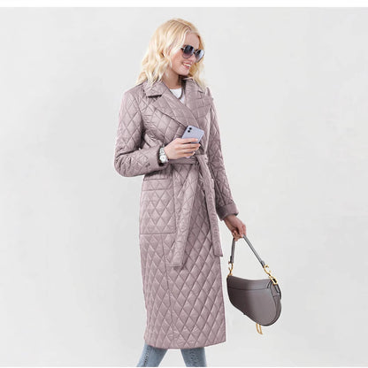 Damen Steppmantel mit Gürtel und hohem Kragen Stalluxe