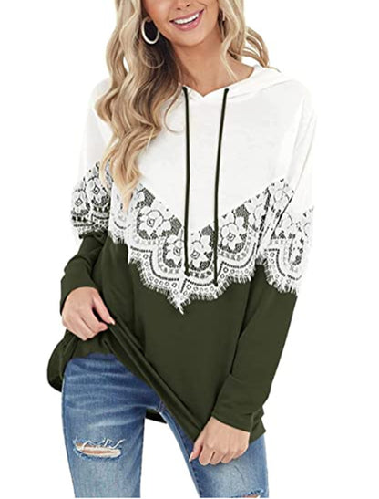 Damen Eleganter Hoodie mit Spitzenapplikationen Stalluxe